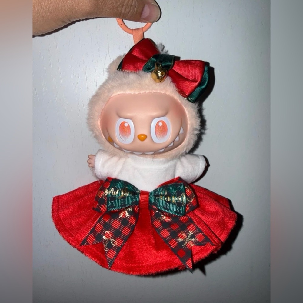 Labubu outfit- Holiday dress and bow